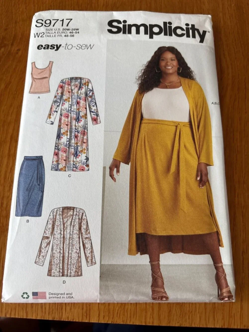 Simplicity 9717 Womens Pattern Shirt Skirt Cardigan Size 20W-22W-24W-26W-28W Unc